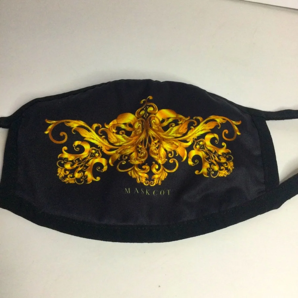MASKOT FACE MASK BLACK BAROCCO GARGOYLE GOLD NWOT